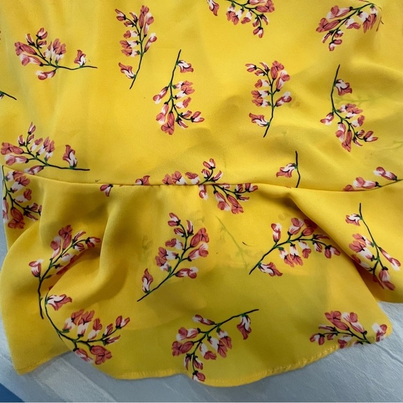 GB Girls Yellow Floral High Neck Halter Sundress with Asymmetrical Hem, Sz LG - Picture 12 of 16